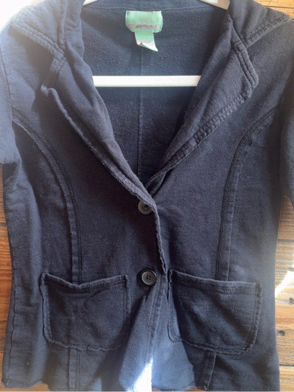 Y2K FAME Black Hooded Knit Blazer with Front Pockets